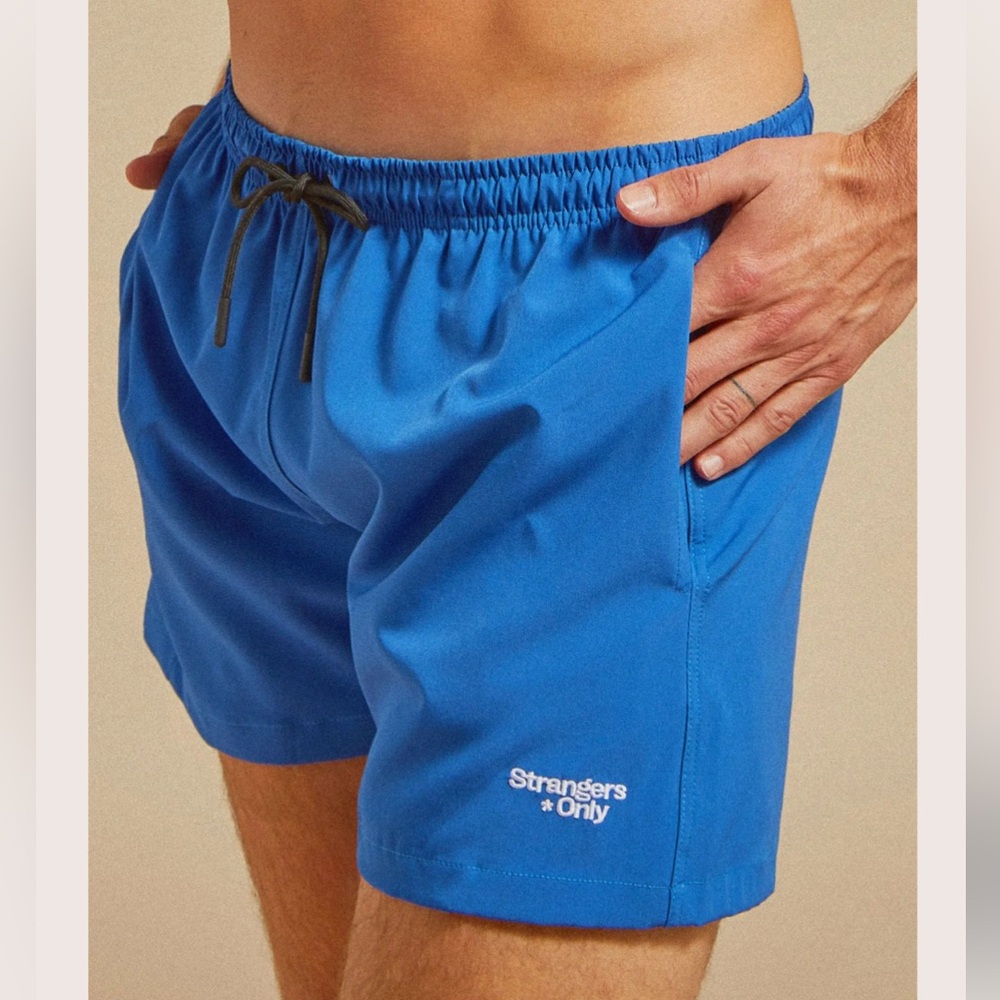 Strangers Only men’s royal blue swim trunks size large